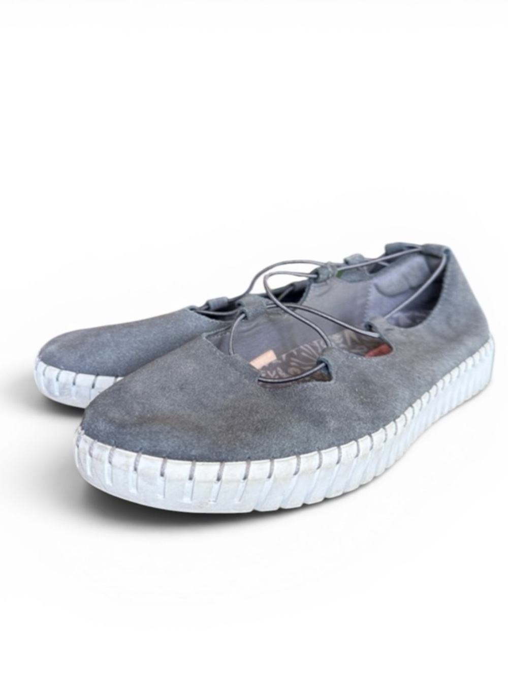 Skechers Gray Suede Slip-On Lace Sneakers